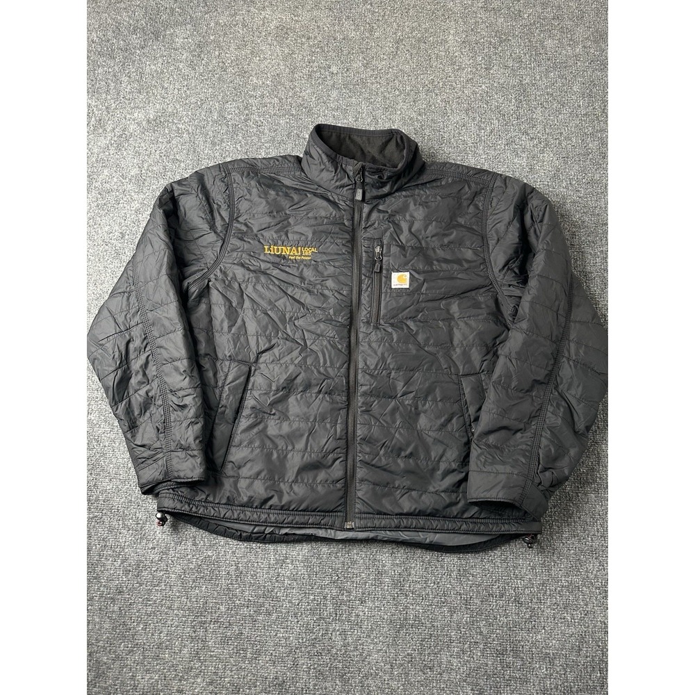 Mens Jacket‎ Carhartt Rain Defender Black Quilted Full Zip, Size L